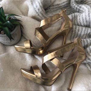 Gold leather sandals